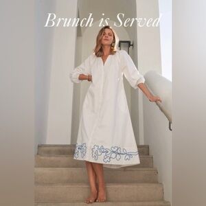 LAKE Brunch Date Embroidered White Midi House nap Dress